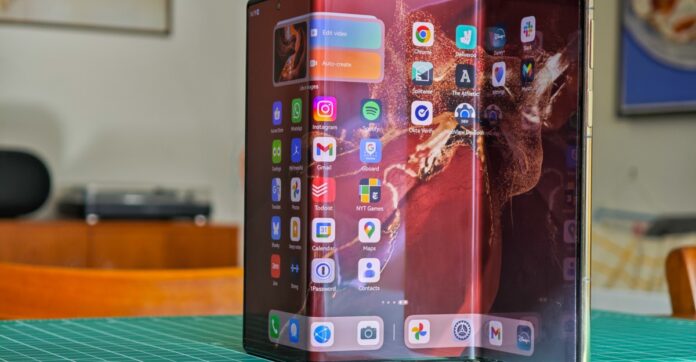 Rephrase single title from this title Just look at Huawei’s trifold phone
 . And it must return only title i dont want any extra information or introductory text with title e.g: 