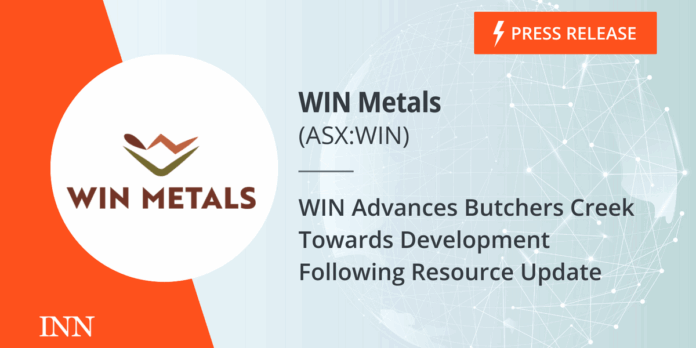 Rephrase single title from this title WIN Advances Butchers Creek Towards Development Following Resource Update . And it must return only title i dont want any extra information or introductory text with title e.g: 