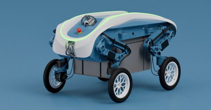 Rephrase single title from this title 
        Clever cargo robot uses legs and wheels to tote boxes without human help
    
 . And it must return only title i dont want any extra information or introductory text with title e.g: 